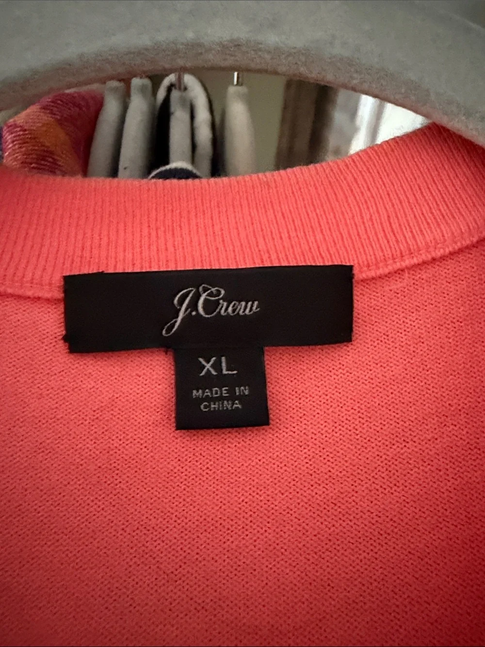 J. Crew Coral Pink Cardigan with Brown Sequin Floral Embellishment - Picture 2 of 6